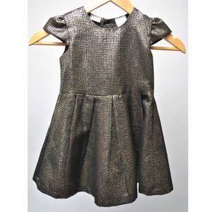 Kardashian Kids- Black & Gold Metallic Cap- Sleeve Pleated Dress